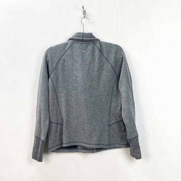 Prana Large Womens Gray Wool Blend Herringbone Button-front Sweater Jacket - Picture 5 of 6